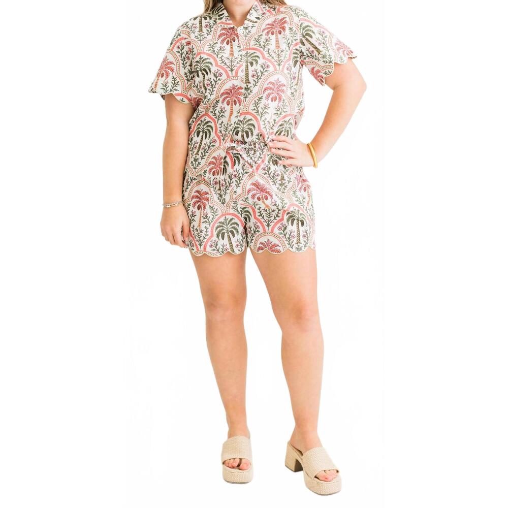 NEW HEART OF GRACE henley pajama short set in palma rosa